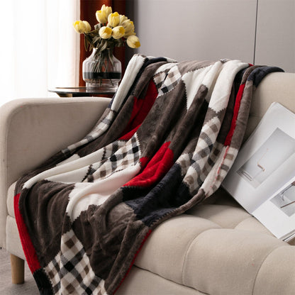 Tache Brown Red Sunset Maple Farmhouse Plaid Patchwork Throw Blanket (4025)