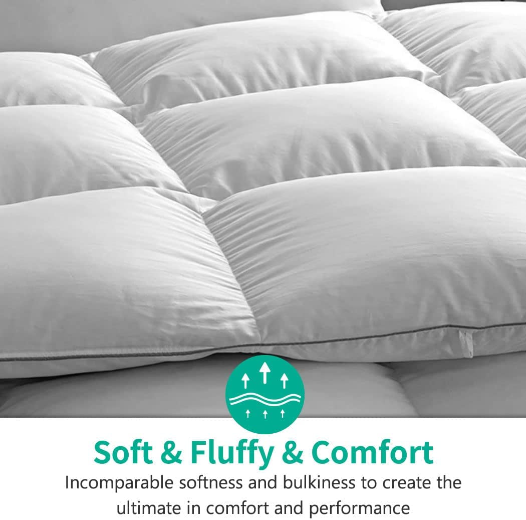 Luxurious Goose Feathers down Comforter California King - Ultra-Soft Fluffy Duvet Insert, 750 Fill-Power Hotel Comforter, 57Oz Medium Warmth Bedding for All Season (104X96, Solid White)