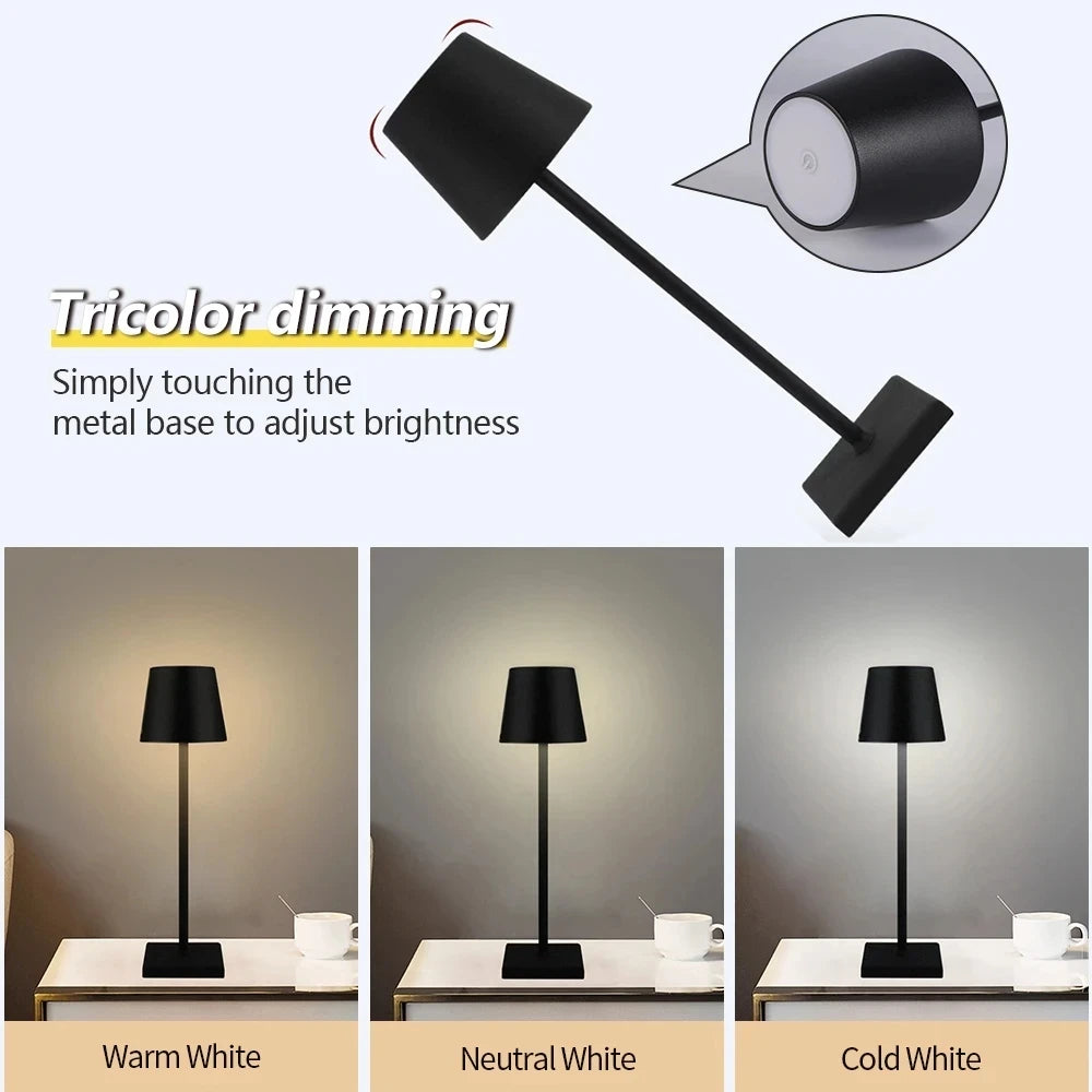 LED Desk Lamp USB Rechargeable Table Lamp for Bar, Restaurant, and Hotel Ambiance