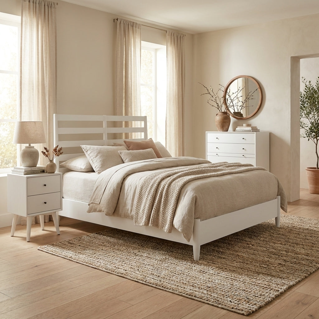 Flynn Retro Bed, White