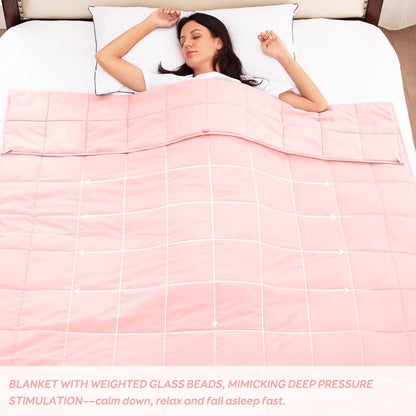 Weighted Blanket Queen Size 15 Pounds 60X80 in Cooling Weighted Blanket for Adults 1800 Brushed Microfiber Heavy Blanket with Premium Glass Beads Pink