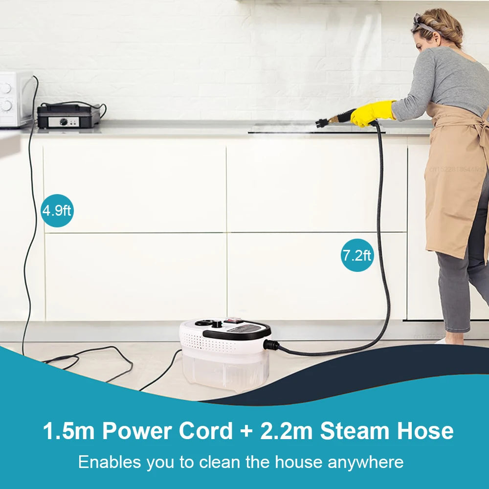 2500W High-Pressure Handheld Steam Cleaner - High Temperature, Multi-Use for Home, Kitchen, Bathroom, and Car Cleaning