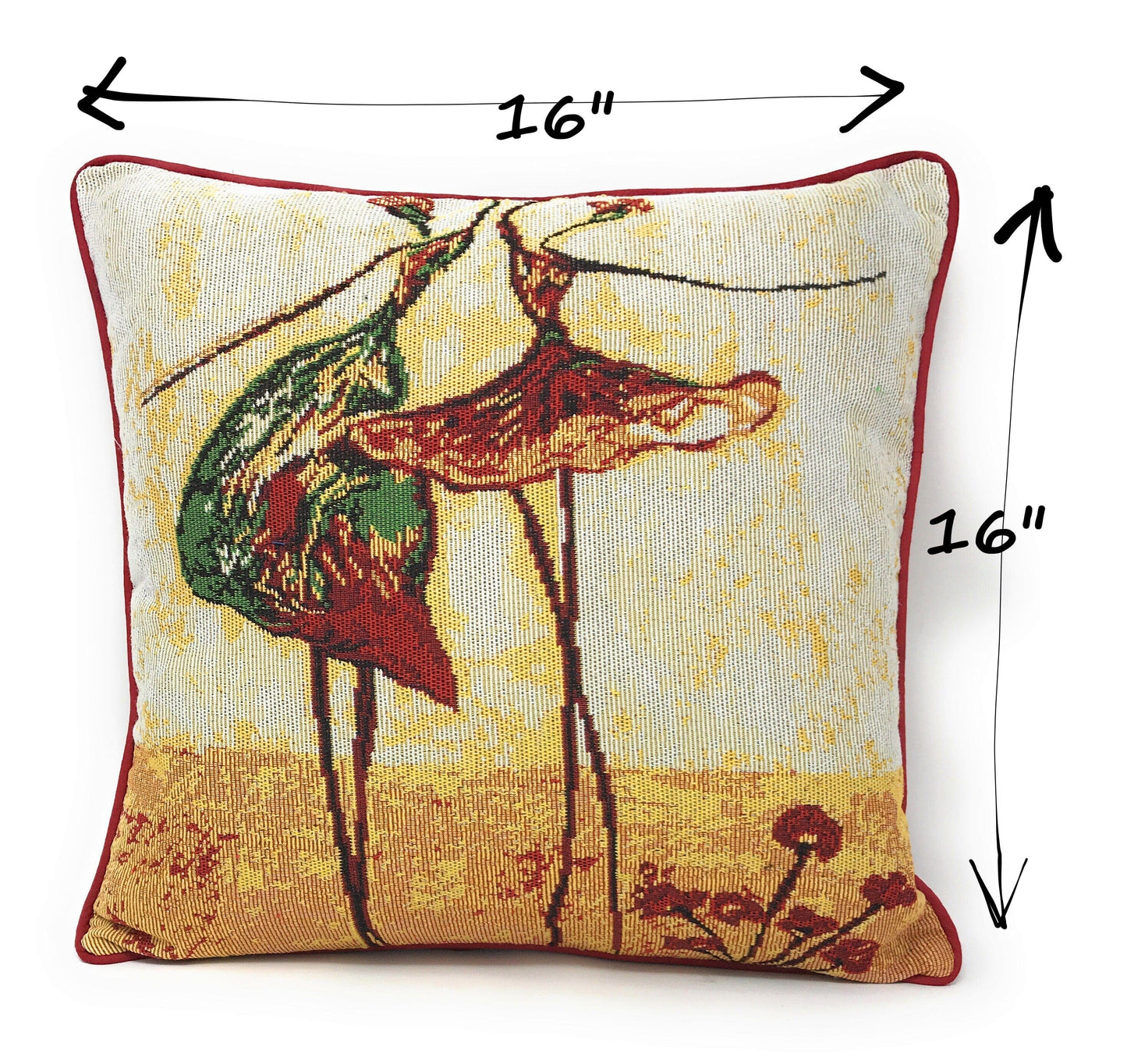 Tache Abstract Ballerina Art Golden Beige Woven Tapestry Throw Pillow Cover (18110)