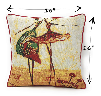 Tache Abstract Ballerina Art Golden Beige Woven Tapestry Throw Pillow Cover (18110)