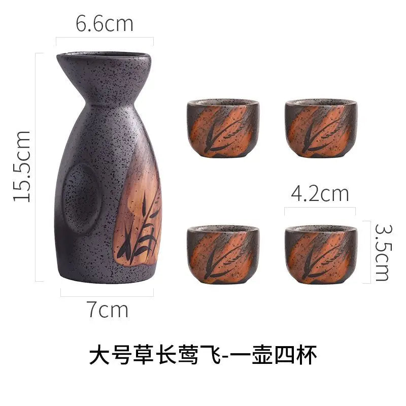 Elegant Ceramic Sake Cup Set with Decanter - Eco-Friendly Drinkware for Wine, Liquor & Beer - Home Bar & Brewing Essentials