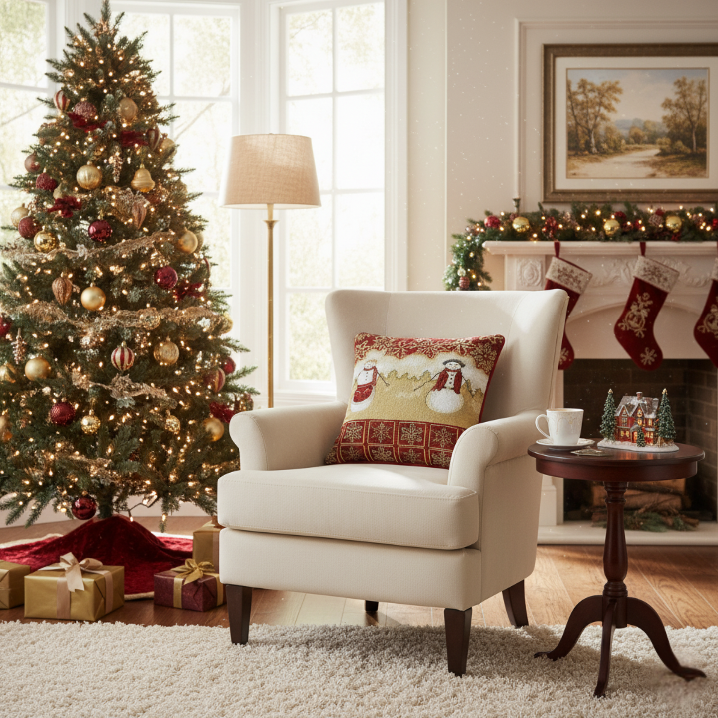 Tache Mr. & Mrs. Snowman Couple Woven Tapestry Throw Pillow Cover (10323CC)