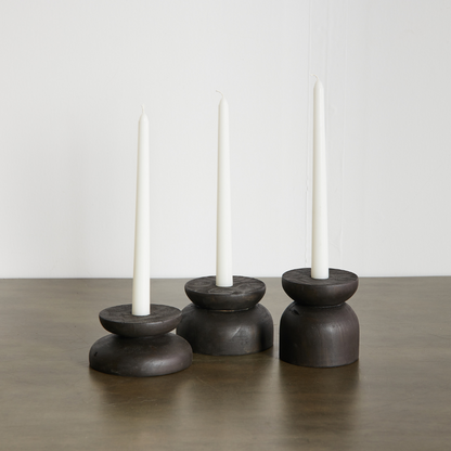Organic Wood Taper Candlestick Holder