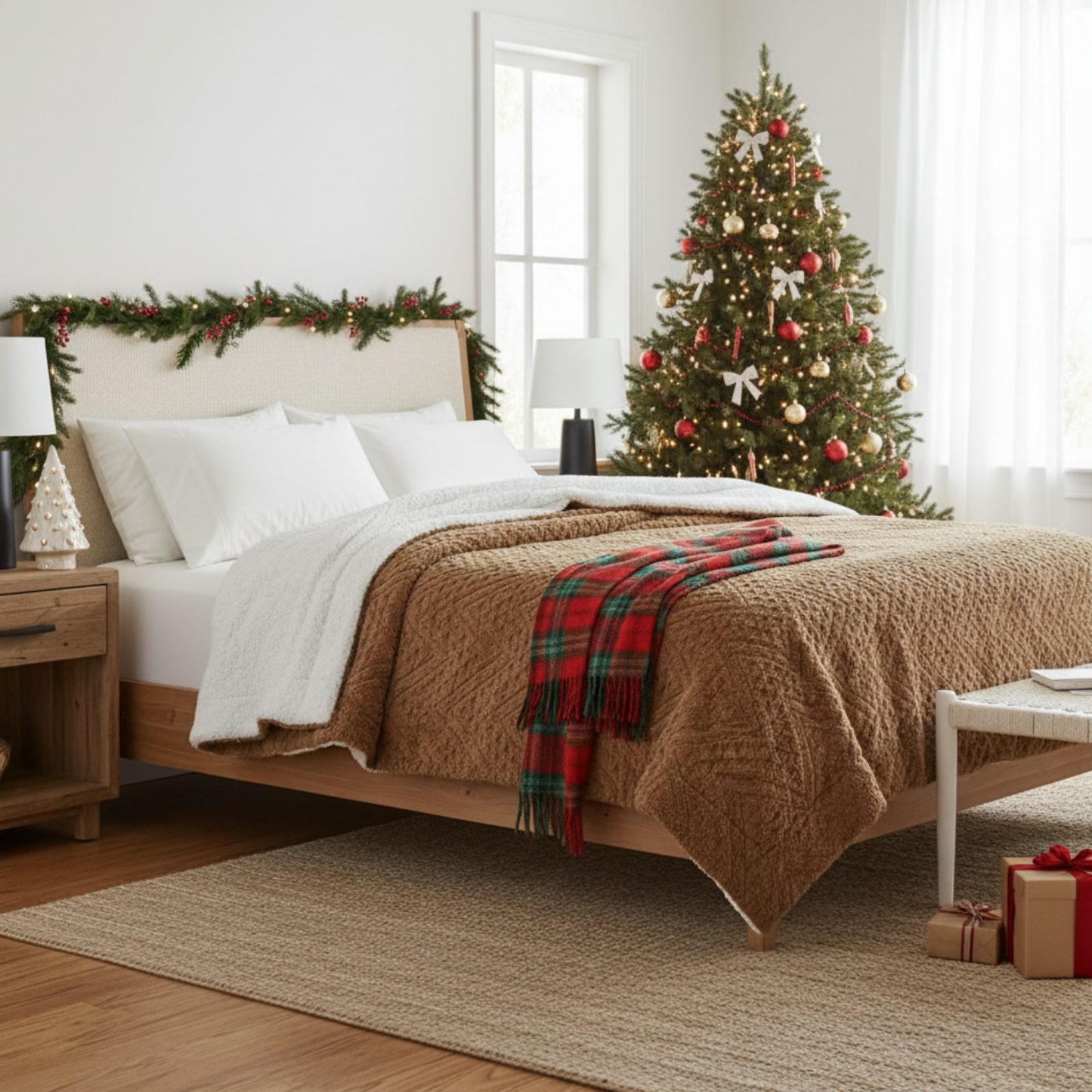 Tache Caramel Brown Faux Fur Throw Blanket Chevron Geometric Embossed (#10)