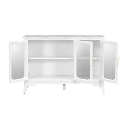 Storage Cabinet 3 Doors Stylish Style White