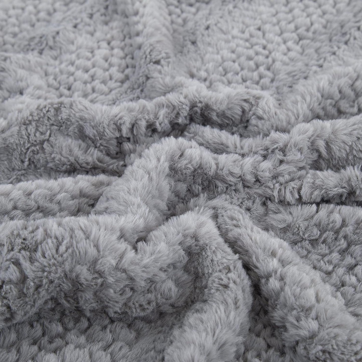 Tache Dark Grey Faux Fur Throw Blanket Bubble Textured Striped Embossed (#11)