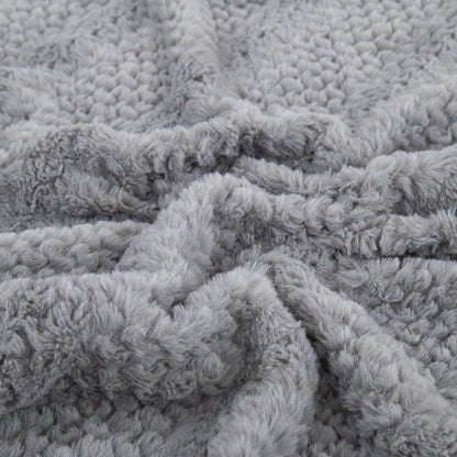 Tache Dark Grey Faux Fur Throw Blanket Bubble Textured Striped Embossed (#11)