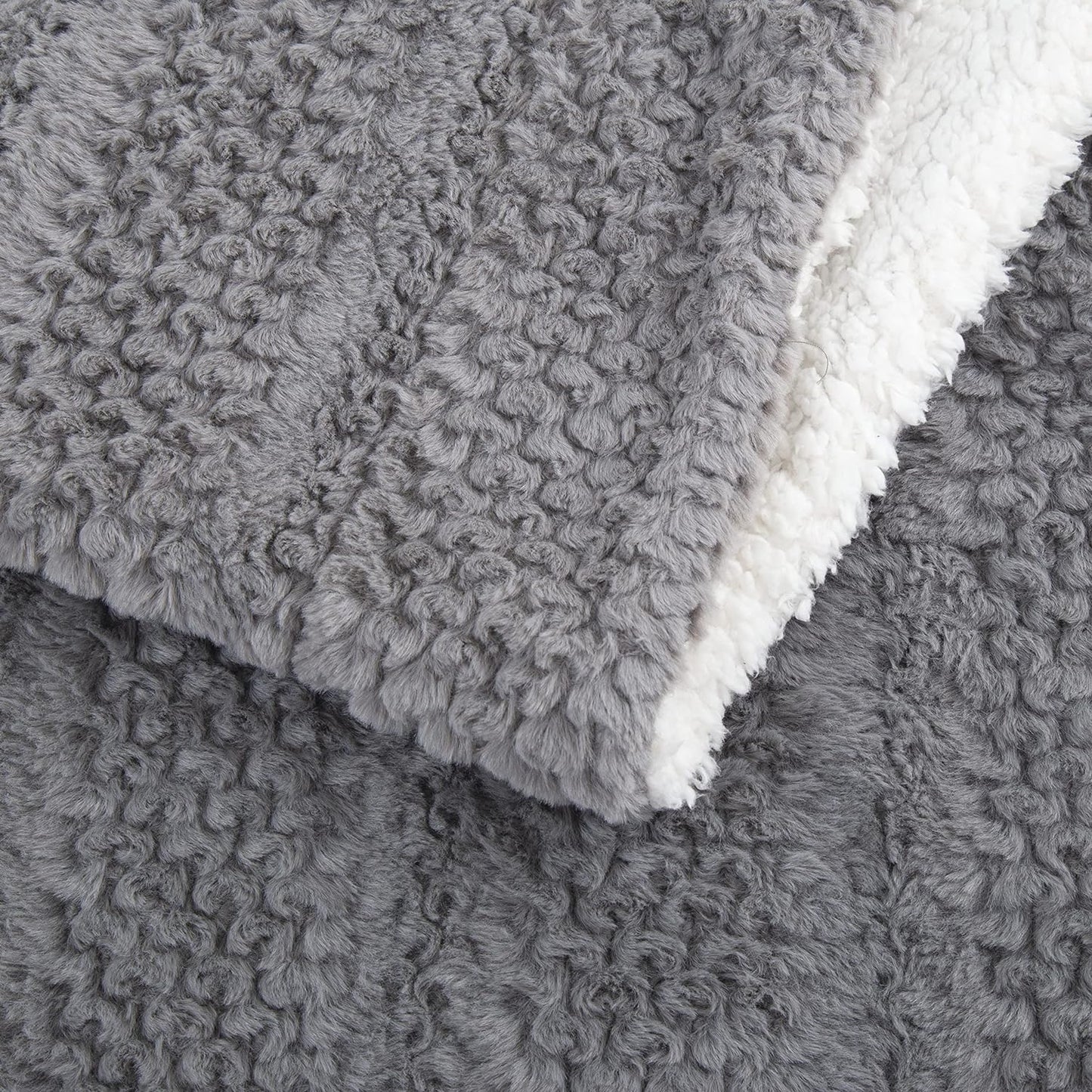 Tache Dark Grey Faux Fur Throw Blanket Bubble Textured Striped Embossed (#11)