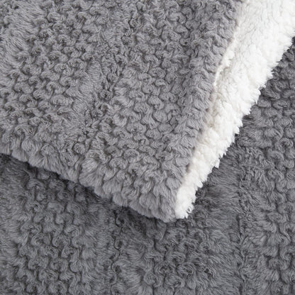 Tache Dark Grey Faux Fur Throw Blanket Bubble Textured Striped Embossed (#11)