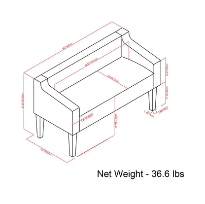 Platinum Upholstered Bench with Solid Wood Frame - Parris