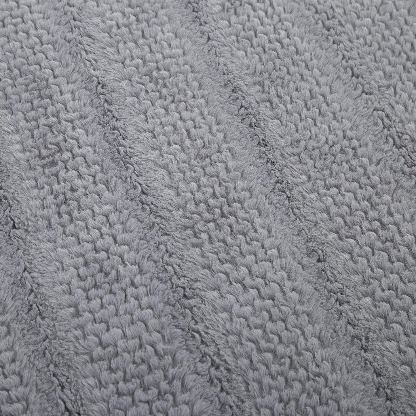 Tache Dark Grey Faux Fur Throw Blanket Bubble Textured Striped Embossed (#11)
