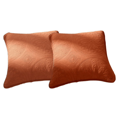 Tache Cotton Stone Washed Rustic Orange Medallion Tuscany Sunrise Cushion Covers / Euro Sham (JHW-595)