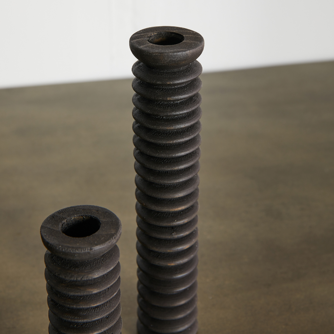 Spiral Pine Modern Wood Candle Candlestick Holder