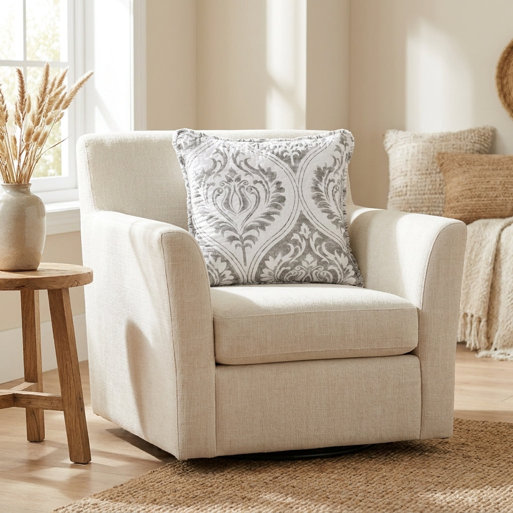 Austere Grey Matelasse Paisley Damask Euro Sham & Cushion Cover