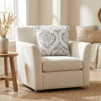 Austere Grey Matelasse Paisley Damask Euro Sham & Cushion Cover