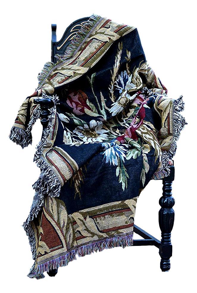Tache Floral Wheat Bouquet Harvest Tapestry Throw with Fringe (1358)