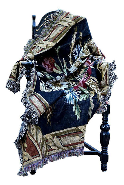 Tache Floral Wheat Bouquet Harvest Tapestry Throw with Fringe (1358)