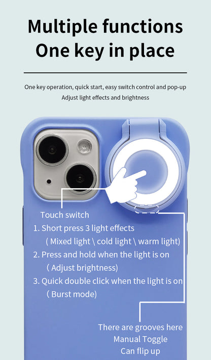 Ring Selfie Flip Light iPhone Case - 3 Colors