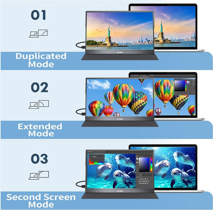 Portable Monitor 15.6Inch FHD 1080P USB C HDMI Gaming Ultra-Slim IPS Display W/Smart Cover & Speakers,Hdr Plug&Play, External Monitor for Laptop PC Phone Mac (15.6'' 1080P)