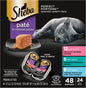 Sheba Perfect Portions Paté Wet Cat Food Twin-Pack Trays (24 Count, 48 Servings) - Signature Seafood Entrée, Salmon & Tuna Mix, Easy Peel, Grain-Free