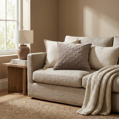 Tan Beige Polyester Velvet Diamond Tufted Euro Sham & Cushion Cover