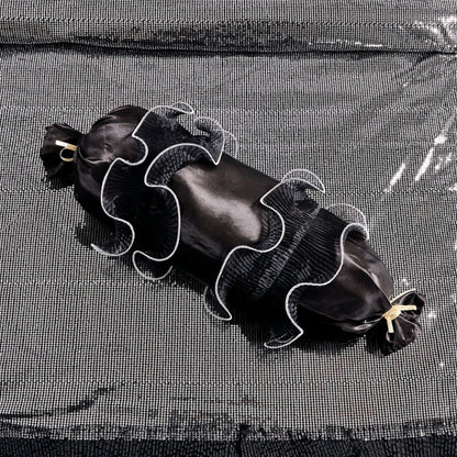 Tache Luxurious Glam Night Out Silver Sequin Black Organza Ruffle 6pc Comforter Set (1622)