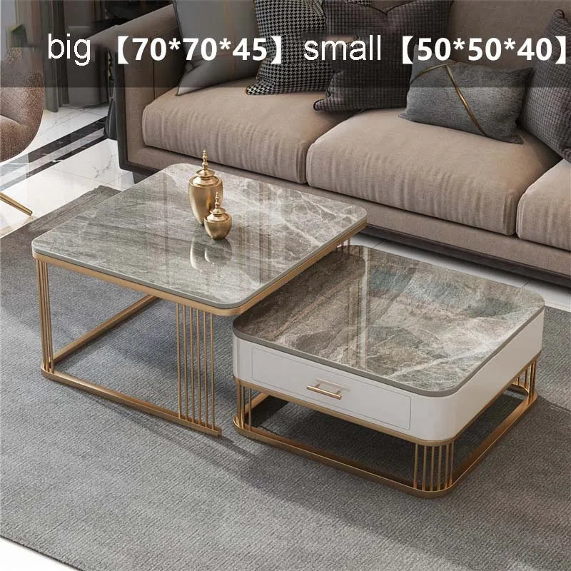 Square Low Coffee Table with Storage Drawers