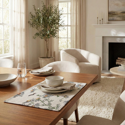 Tache Floral Daisies Ladybugs Woven Tapestry Placemat Set (18114)