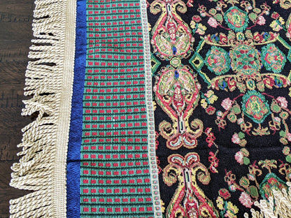 Tache Elegant Black Ornate Paisley Woven Tapestry Tablecloth (18192)