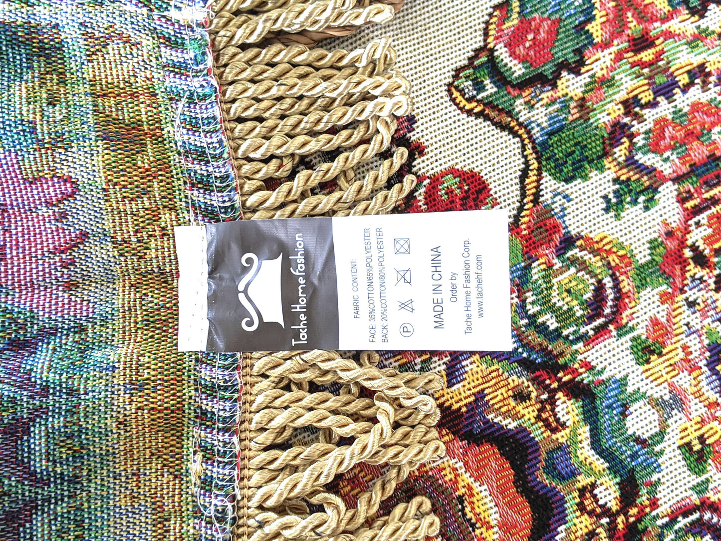 Tache Elegant Ivory Colorful Ornate Paisley Woven Tapestry Tablecloth (18193)