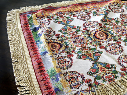 Tache Elegant Ivory Colorful Ornate Paisley Woven Tapestry Tablecloth (18193)