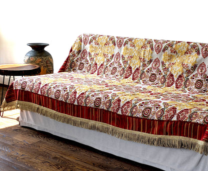 Tache Elegant Burgundy Ornate Paisley Woven Tapestry Tablecloth (18194)