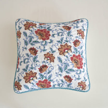 Tache Cotton Floral Jacobean Blue White Old World Garden Cushion Covers 2-Pieces (JHW-936)