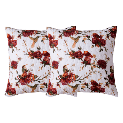 Tache Floral Hummingbirds Burgundy White Vintage Rose Garden Cushion Covers / Euro Sham (SD-7676)