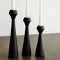 Tapered Diamond Wood Candle Holder in Cognac, Natural and Espresso