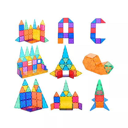 Premium Magnetic Tiles 100-Piece Clear Colors Set, The Original Magnetic Building Tiles For Creative Open-Ended Play Multicolored