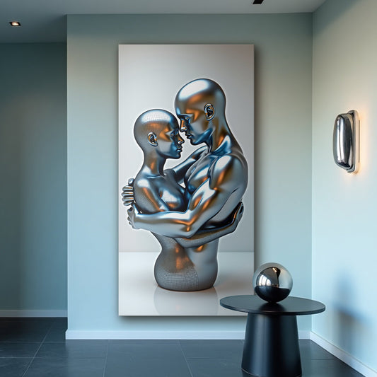 Eternal Love Figure Abstract Canvas Wall Art II, Wide Format