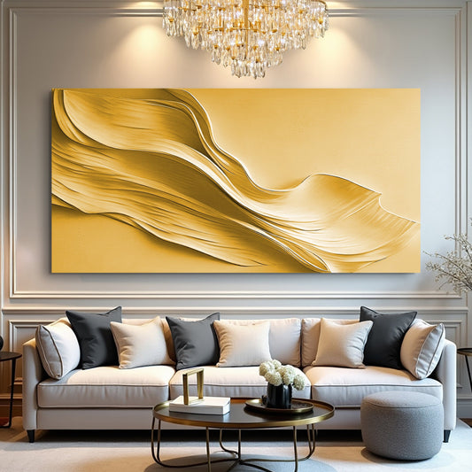 Gold Minimalist Canvas Wall Art II, Wide Gallery Wrapped