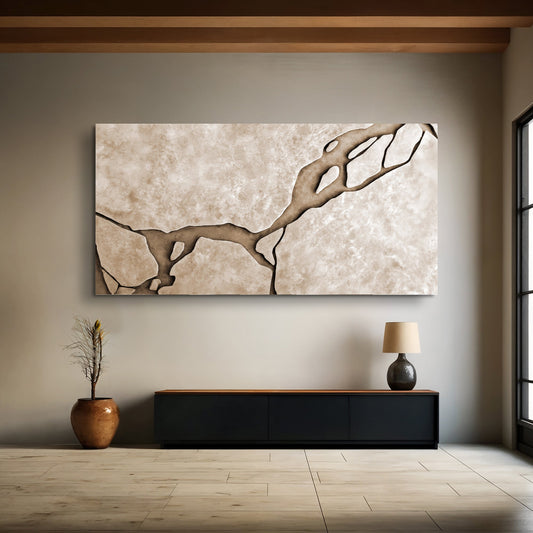 Muddy Abstract Earth Tone Canvas Wall Art, Wide Gallery Wrapped
