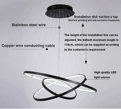 Acrylic and Aluminum Cascading Circle Pendant Light