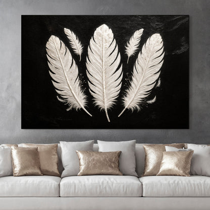 Minimalist Monochrome Feather Wall Art