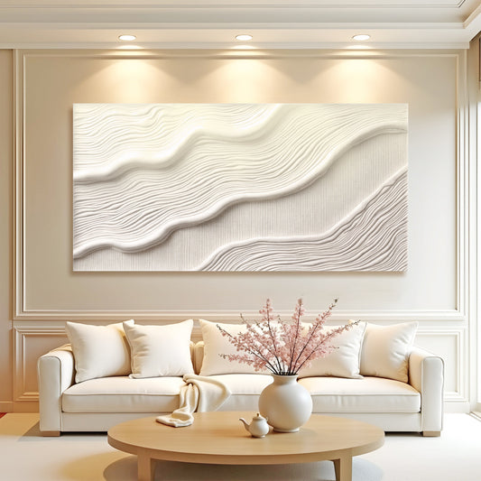 Ivory Abstract Canvas Wall Art II, Wide Gallery Wrapped