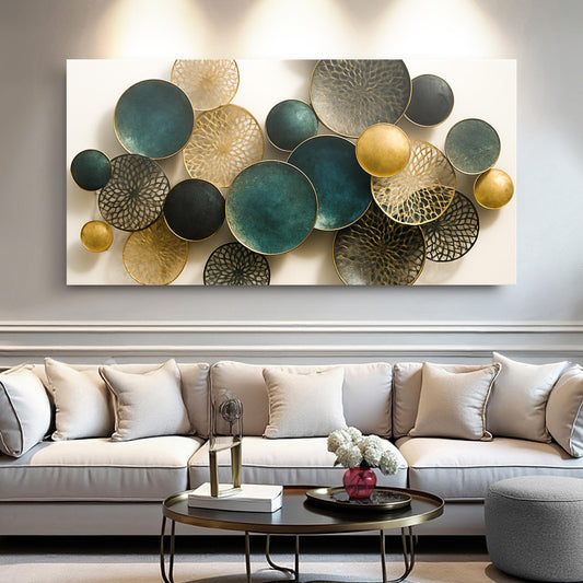 Lotus Leaf Abstract Canvas Wall Art VIII, Wide Gallery Wrapped