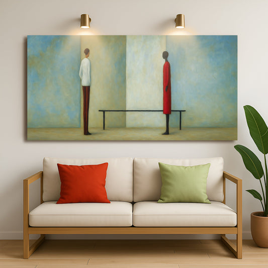 Confrontation Abstract Canvas Wall Art, Wide Gallery Wrapped