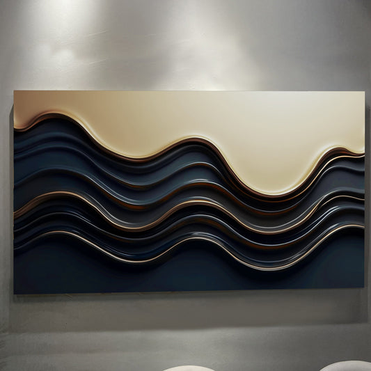Black and Gold Minimalist Abstract Canvas Wall Art III, Wide Format