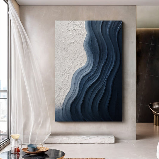 Abstract Minimalist Wave Impasto Canvas Wall Art, Gallery Wrapped